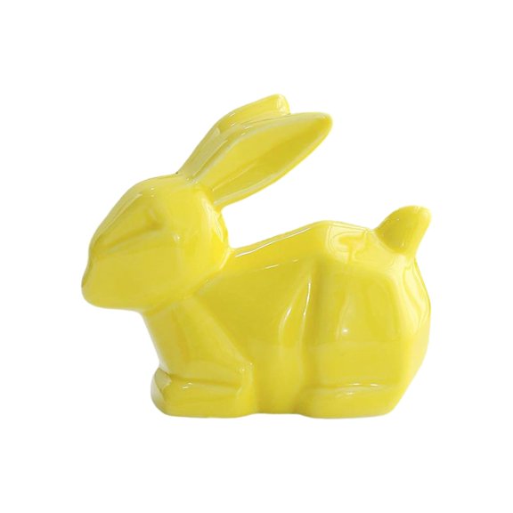 ZLBDYG Angular Creative Geometric Rabbit Ceramic Ornament - Modern Home Decor for Living Room, TV Cabinet, Wine Cabinet, Tabletop and Entryway, Abstract Bunny Sculpture