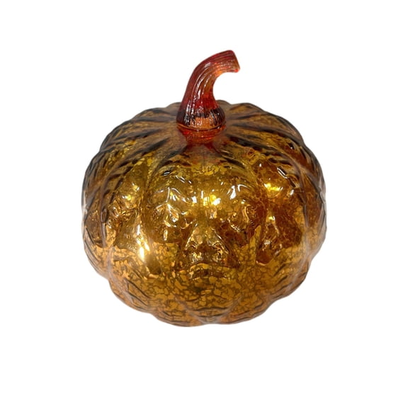 ZLBDYG Artistic LED Illuminated Pumpkin Prop - Decorative Electronic Light-Up Glass Halloween Decoration for Indoor and Outdoor Party, Porch or Tabletop Display