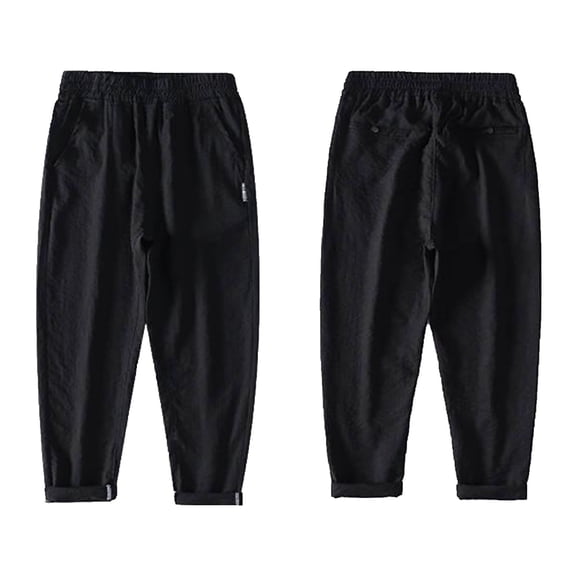 ZLBDYG Boys Cotton Linen Pants Summer Lightweight Athletic Running Joggers Pant Kids Teen Soft Elastic Waist Trousers Casual Clothes