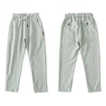 thumbnail image 1 of ZLBDYG Boys Cotton Linen Pants Summer Lightweight Athletic Running Joggers Pant Kids Teen Soft Elastic Waist Trousers Casual Clothes, 1 of 3