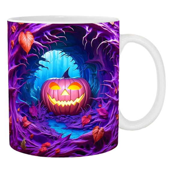 ZLBDYG Ceramic Halloween Tea Cup with Handle - Cute Juice Mug for Fall Classroom Table Decor, 𝗦𝗰𝗵𝗼𝗼𝗹 Party Supplies, and Cozy Home Kitchen Accessories