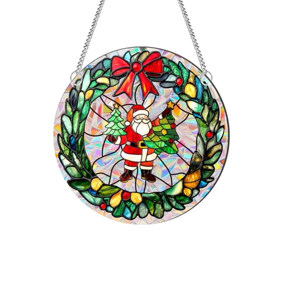 ZLBDYG Christmas Window Acrylic Hanging Decor with Santa & Winter Scenes - Festive Ornaments for Home Holiday Styling - Easy-to-Hang Window Display for Indoor Christmas Atmosphere Creation