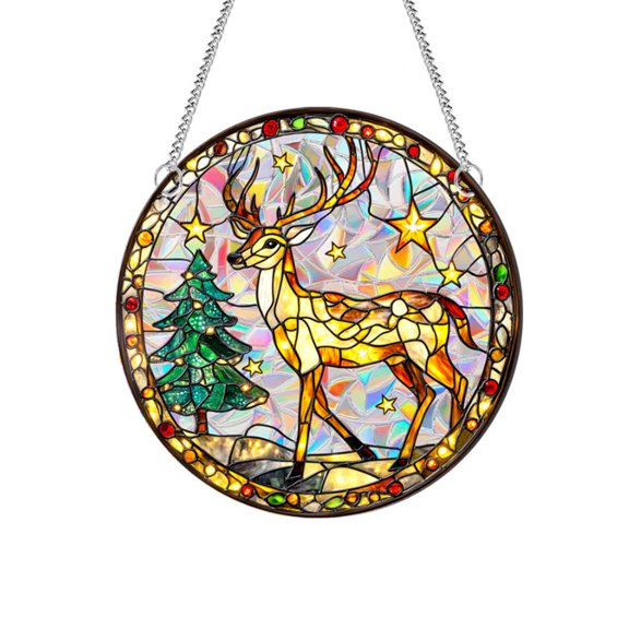 ZLBDYG Christmas Window Acrylic Hanging Decor with Santa & Winter Scenes - Festive Ornaments for Home Holiday Styling - Easy-to-Hang Window Display for Indoor Christmas Atmosphere Creation