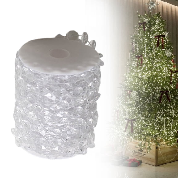 ZLBDYG Clear Bead Garland Roll 15m/20m/30m Options - Sparkling Crystal String for Wedding & Christmas Tree Decor - Versatile DIY Craft Supplies for Party Backdrops and Home Decoration Projects