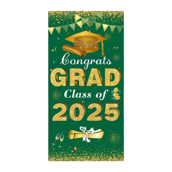ZLBDYG Congrats Grad Class of 2025 Sign Banner Door Cover, Graduation Party Decorations, Large Front Door Porch Sign Backdrop for Wall Indoor Outdoor Photo Booth Props Party Supplies