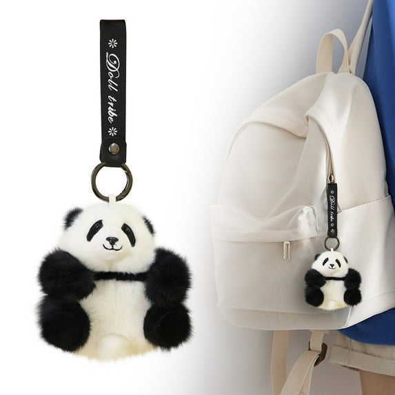ZLBDYG Cute Animal Keychain with Panda Design - Plush Fashion Bag Charm and Car Key Holder Accessory, Stylish Daily Use Gift for Teens and Friends