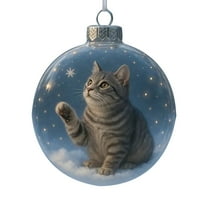 ZLBDYG Cute Cat Christmas Ornaments Set, 2d Acrylic Cat Encased in Snow Globes Pattern with Winter Charm, Storybook-Themed Holiday Decor for Cat Lovers and Xmas Tree Decoration