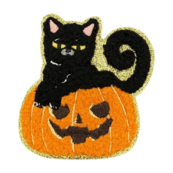 ZLBDYG Cute Pumpkin Witch Bat Cotton Sew-On Patch - 7 Styles DIY Iron-On Embroidered Patch Applique for Jacket, Backpack, Clothing Repair and Halloween Craft Decoration