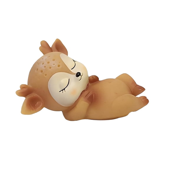 ZLBDYG Cute Resin Fawn Sleeping Figurine Set - Adorable Deer Toy Ornaments for Home Decor - Whimsical Animal Figurines for Shelf Display & Christmas Tabletop Decorations