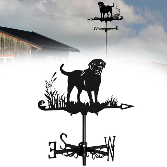 ZLBDYG Dog Metal Weather Vane for Outdoor Decor - Rust-Resistant Wind Direction Indicator with Mounting Kit - Farmhouse Roof/Garden/Patio Decoration - Vintage Style Weather Forecast Tool