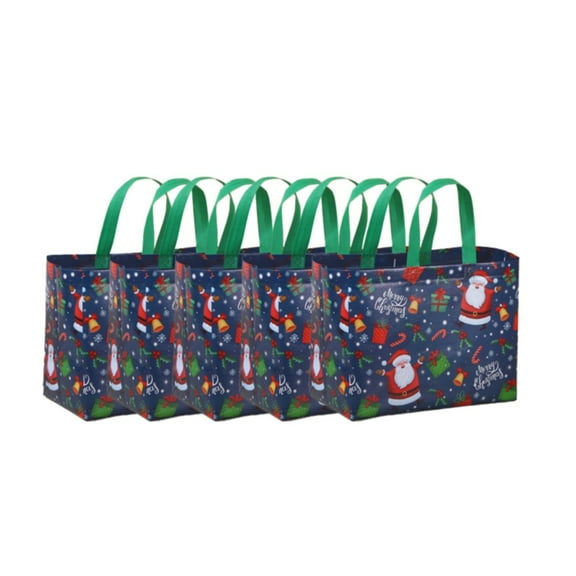 ZLBDYG Extra Large Christmas Tote Bags - 5PCS Reusable Non-woven Gift Wrapping Shopping Bags with Handles, Holiday Party Favor Packaging, Big Storage Sacks for Festive Season