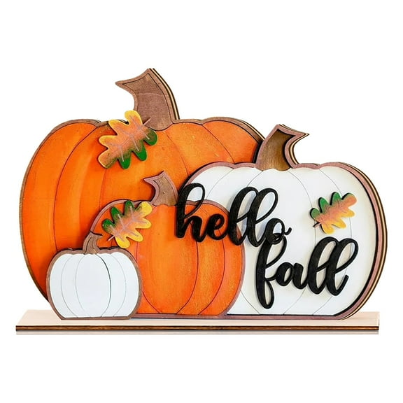 ZLBDYG Grateful Fall Pumpkin Table Sign - Farmhouse Wooden Centerpiece for Thanksgiving, Autumn Shelf Decor, Halloween Home Accent with Cozy Rustic Style & Seasonal Quotes