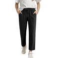 thumbnail image 1 of ZLBDYG Linen Pants Girls High Waist Carrot Straight Leg Summer Bottoms Teen Kids Drawstring Ankle Length Tapered Trousers Slacks, 1 of 6