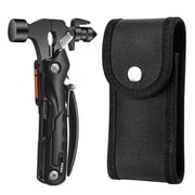 ZLBDYG Outdoor Multifunctional Stainless Steel Combination Pliers with Hammer, Camping Multi-Tool Featuring Flashlight and Nail Puller for Emergency Repairs and Adventure Activities