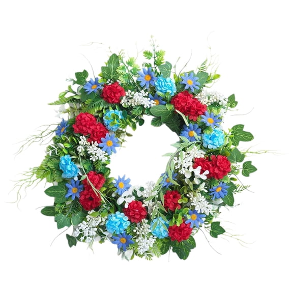 ZLBDYG Patriotic Holiday Wreath for Front Door - 15.7Inch Red White Blue Artificial Floral Decor | Rustic Memorial Day, 4th of July, Veterans Day Centerpiece | Indoor/Outdoor Porch & Wall Hanging