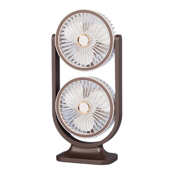 ZLBDYG Portable 360° Rotating Desk Fan - Rechargeable Double Fan with LED Display, 3-Speed Adjustable Cooling for Home, Office, Travel, Camping, USB-Powered Personal Air Circulator