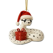 ZLBDYG Realistic & Exquisitely Snake in a Santa Hat Christmas Pendant Ornament, Detailed Figurine Suitable for Display on Windowsills, Xmas Tree Branches and Holiday Mantlepiece Decorations