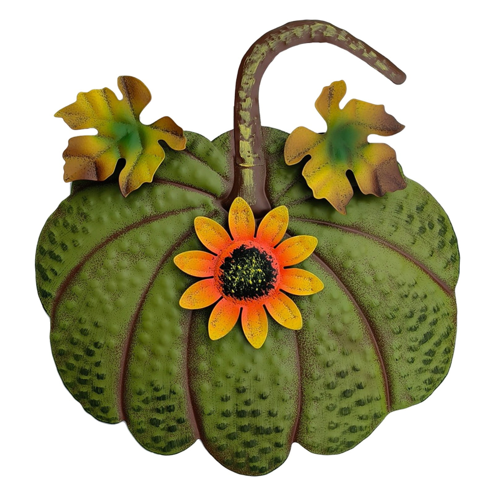 ZLBDYG Rustic Metal Pumpkin Hanging Decoration & Stake Garden Outdoor Decor - Fall Thanksgiving Yard Sign with Green Stem for Lawn Pathway Porch Autumn Festival Seasonal Decoration