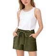 thumbnail image 1 of ZLBDYG Teen Cotton Linen Shorts Girls Oversized Elastic Waist Wide Leg Shorts Drawstring Summer Casual Beach Short Pants with Pocket, 1 of 4