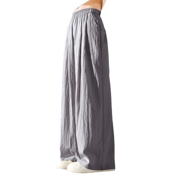 ZLBDYG Teen Girls Flowy Palazzo Pants Kids Wide Leg Linen Pant Summer Casual Beach Gauze Trousers Loose Soft Boho Athletic Bottoms