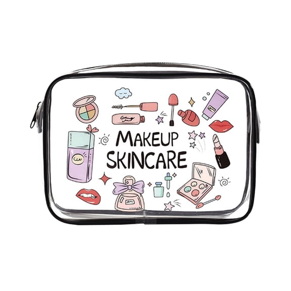 ZLBDYG Transparent Categorized Storage Bags with Four Cute Pattern Designs for Organization, Portable Travel Organizer for Toiletries Cosmetics Medicines and Electronics