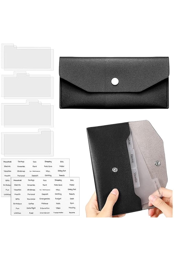 11 Pieces Cash Envelope Wallet PU Leather Reusable Budget Envelope Cash Dividers for Wallets Bill Planner