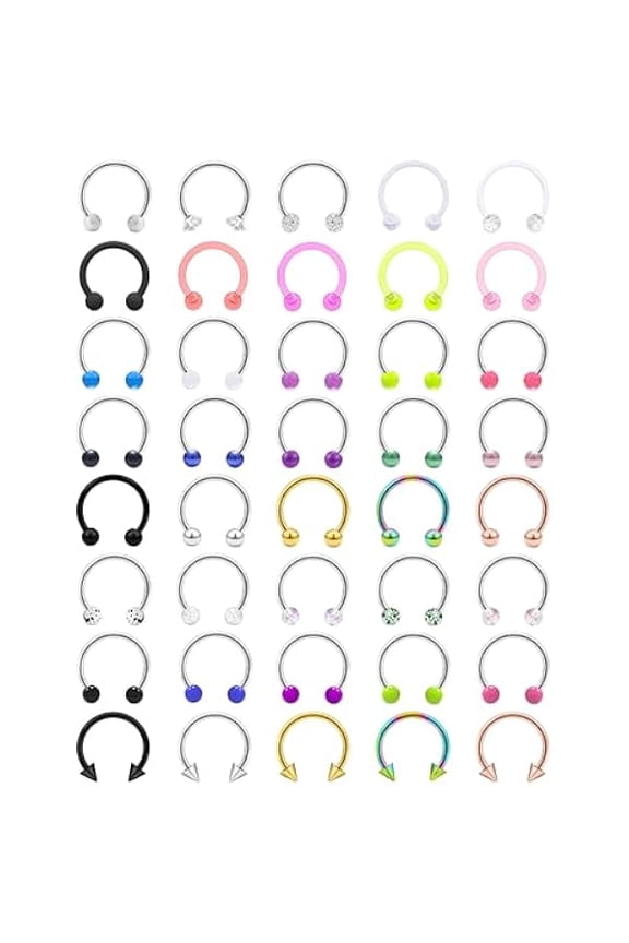 14G 16G 18G Septum Rings Piercing Jewelry 316L Stainless Surgical Steel Horseshoe Septum Nose Rings Snake Bite Lip Ring Daith Rook Earrings Smiley Piercing Jewelry for Women Men 8MM 10MM 12MM