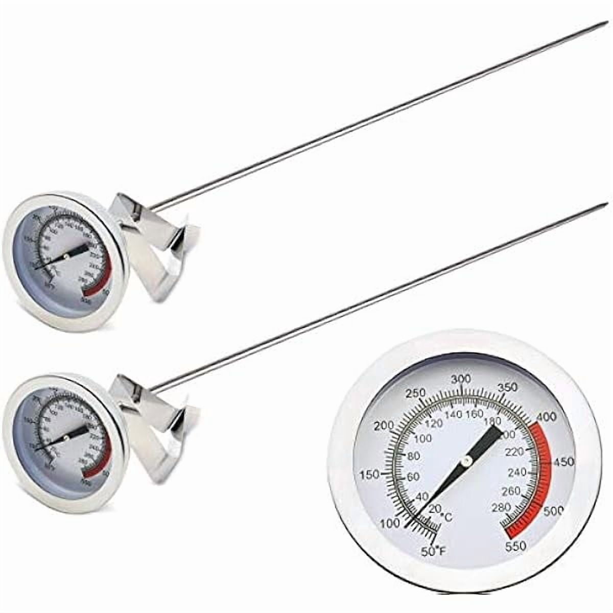 ZLC 15“ turkey fryer thermometer with pot clip (2 Pack), 2" dial candy thermometer with stainless steel clip,oil thermometerr for frying,turkey thermometor deep fryer for cooking tall pots,beef,meat