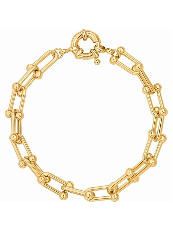 18k Gold Plated Personalized Chunky Cuban Oval Link Chain Bracelets for Men Toggle Rope Bracelet Jewelry for Women