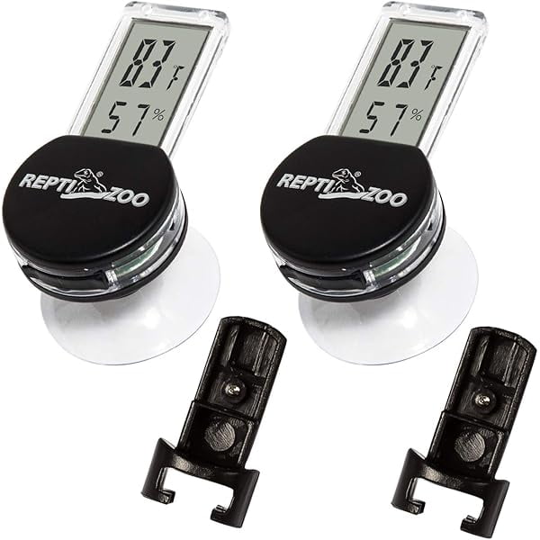ZLC 2 Pack Reptile Terrarium Thermometer Hygrometer Digital Display Pet Rearing Box Reptiles Tank Thermometer Hygrometer with Suction Cup