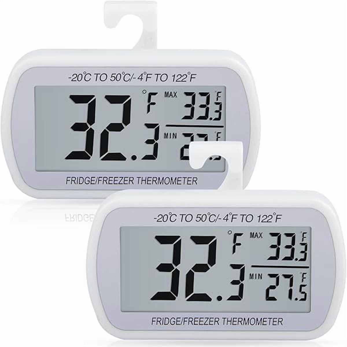 ZLC 2 Pack Waterproof Digital Refrigerator Thermometer Large LCD, Freezer Room Thermometer with Magnetic Back, No Frills Easy to Read