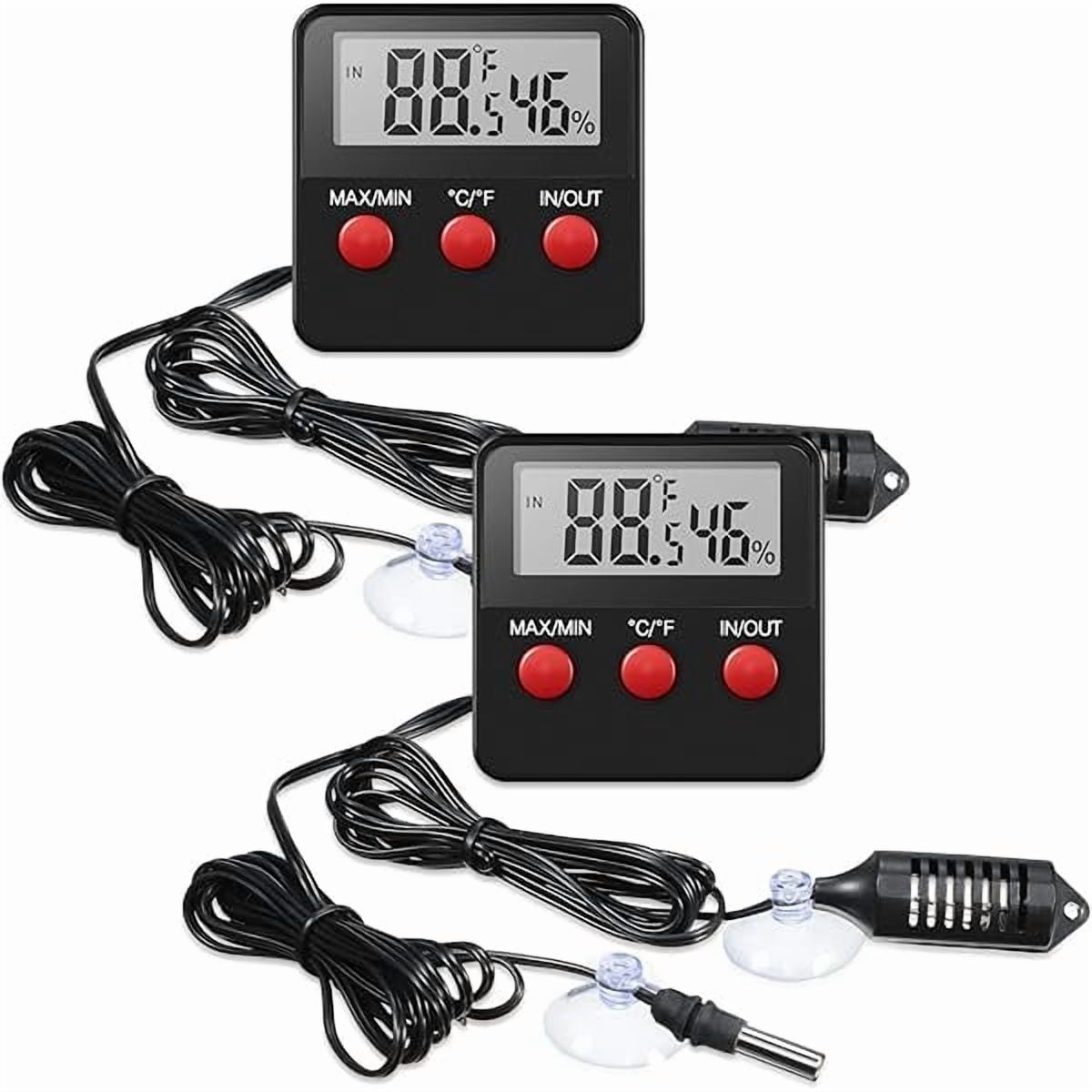 ZLC 2 Pcs Reptile Thermometer and Humidity Gauge Reptile Terrarium Thermometer Hygrometer with Probes Indoor Outdoor Digital Pet Temperature and Hygrometer Gauge for Pet Keeping