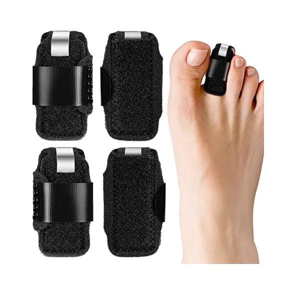 ZLC 4 Pieces Toe Splint Straightener Hammertoe Corrector Brace for Women and Men Broken Toe Support Wrap Covers for Bent, Claw, Crooked Toes(Black)