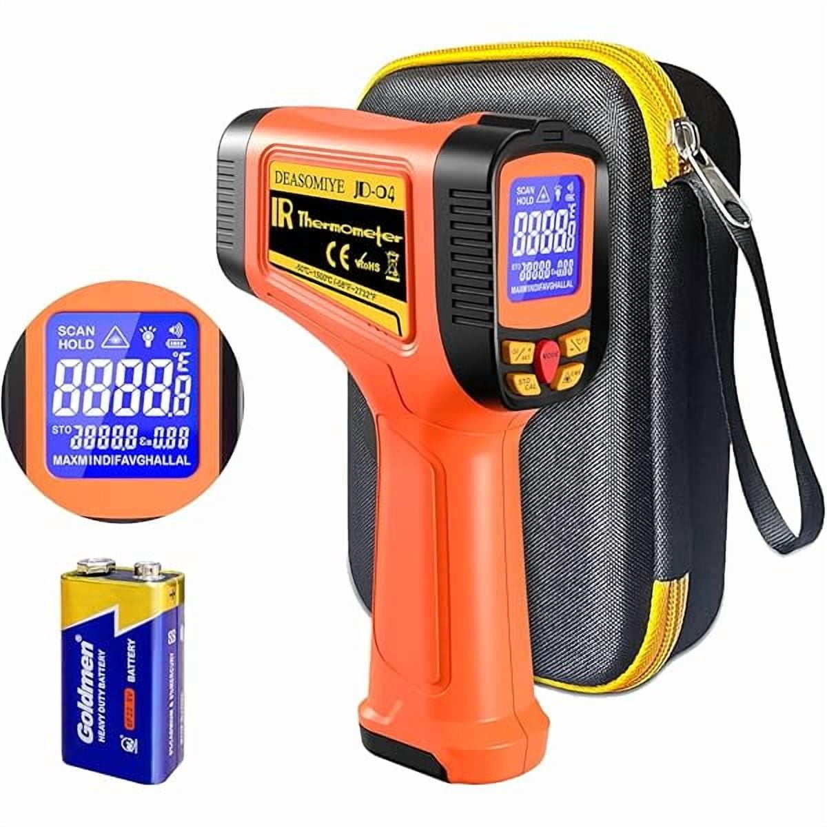 ZLC-58°F to 2732°F Digital Infrared Thermometer Gun, 50:1 Distance Ratio Laser Temperature Gun with MAX/MIN/AVG Measure and Alarm, Heat IR Temp Gun for Cooking, Griddle, HVAC, Industrial Forging