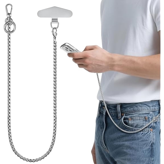 ZLC Anti-Theft Phone Lanyard Tether & Pants Chain Heavy-Duty Phone Strap With Metal Tether Tab Detachable Anti-Drop Lanyard for iPhone,Wallets,Keys Great for Outdoor Hiking Cycling Climbing
