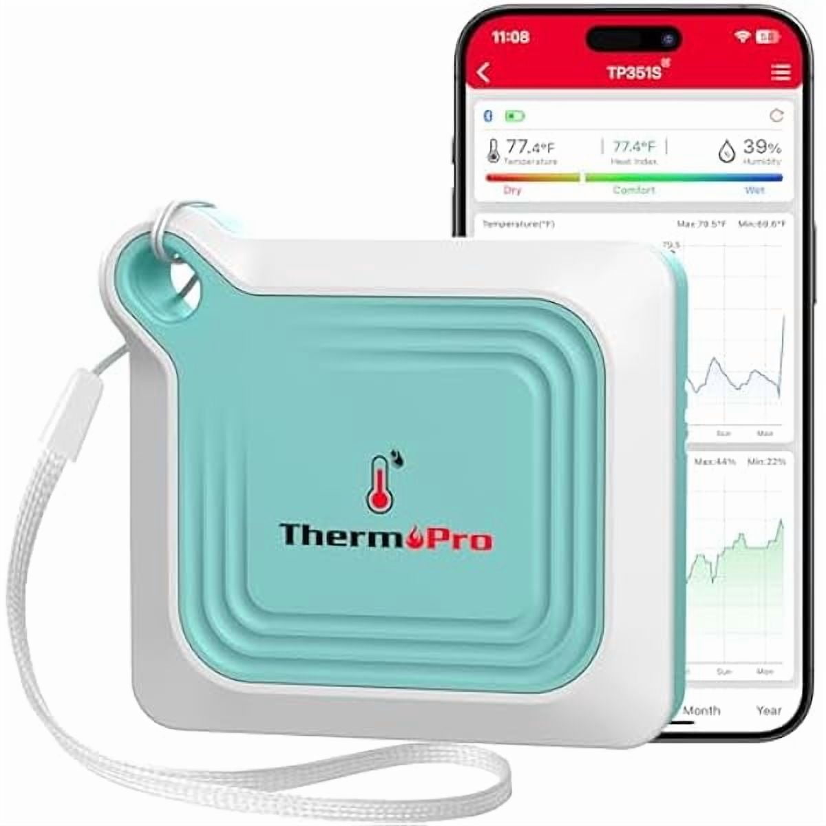 ZLC Bluetooth Room Indoor Thermometer, Temperature and Humidity Monitor, 260FT Remote App Control Bluetooth Temperature Sensor, 2-Year Data Storage Export for Greenhouse Room Home RV, Green