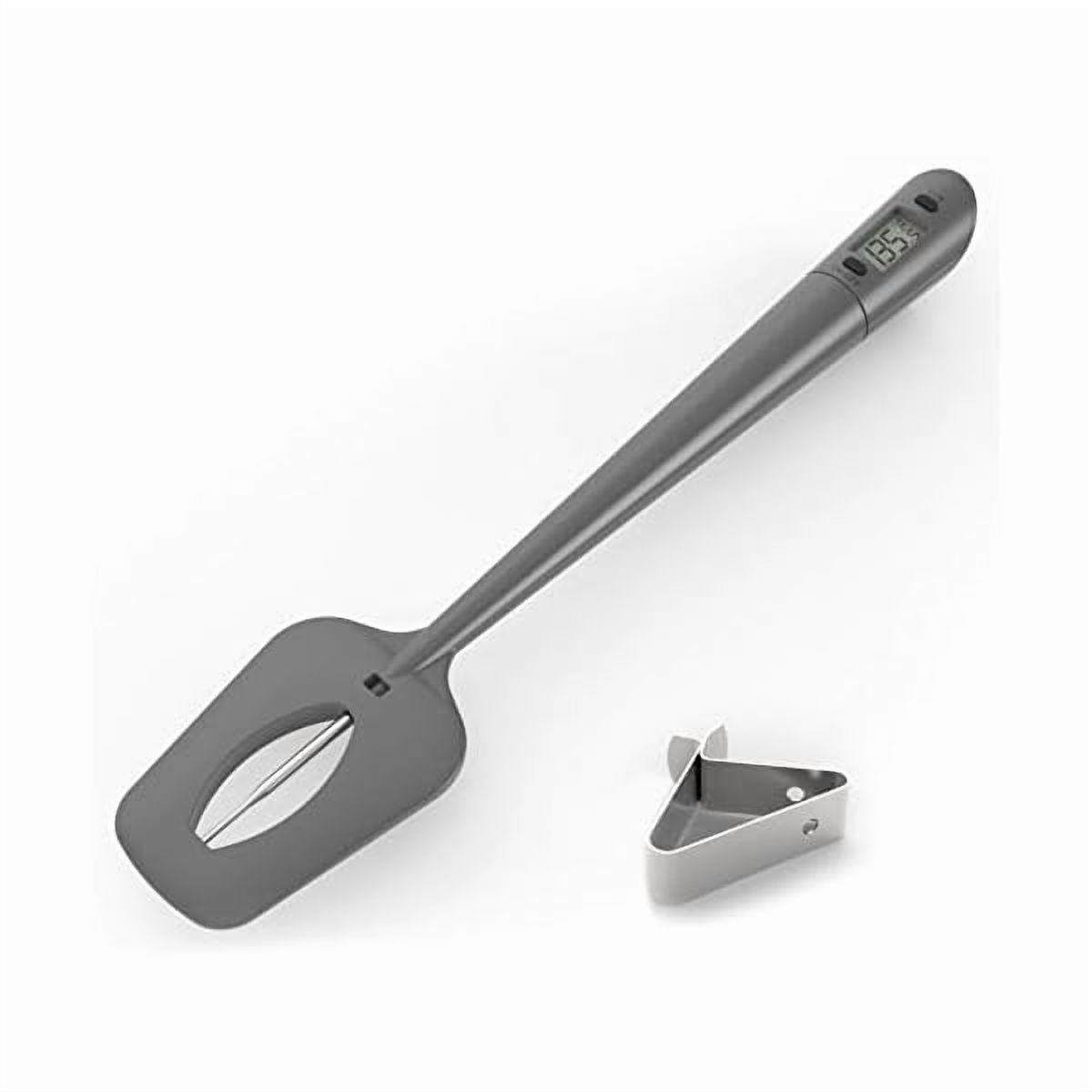 ZLC Candy Thermometer Spatula with Pot Clip – Silicon Grey Chocolate Spatula with Thermometer Built in,Candy Thermometer,Thermometer Spoon for Chocolate, Candy,Creams,sauces,Jams Meat Cooking