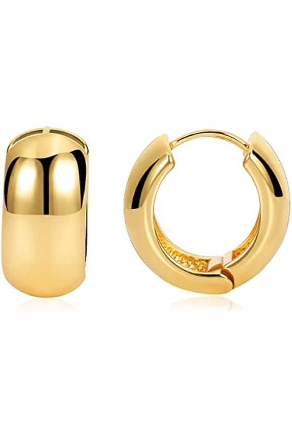 Chunky Thick Hoop Earrings for Women Gold Hoops Huggie Earrings for Men Gift