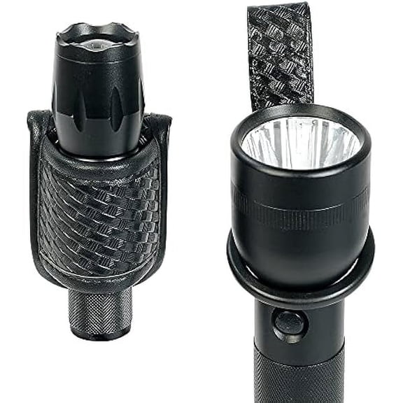 ZLC Compact Flashlight Holder(Open Top)+ Flashlight Ring Strap Holder Hold Mag Lite and Other D/C Cell Flashlights