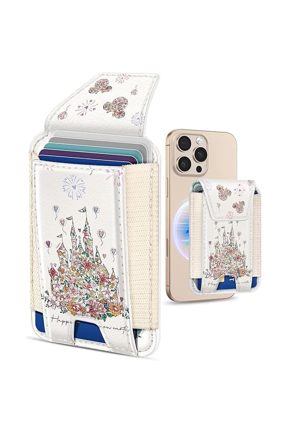 Compatible with Magsafe Wallet for Women - Phone Wallets for Magnetic Card Holder Mag Rfid Castle for iPhone 17/16/15/14/13/12 Series Cute with Elastic and Flap Cover, Fit 7 Cards