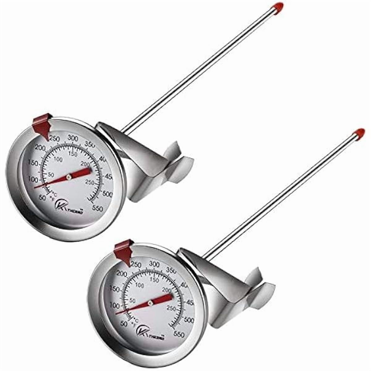 ZLC Deep Fry Thermometer with Instant Read,Oil Thermometer(2-Pack),12” Stainless Steel Stem Meat Cooking Thermometer,Best for Turkey,BBQ,Gril