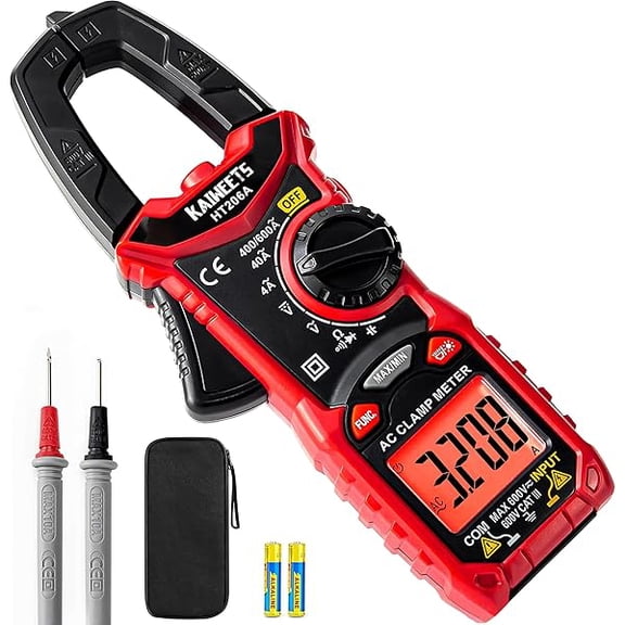 ZLC Digital Clamp Meter Multimeter with D-Shaped Jaw for AC/DC Current & Voltage, Auto-ranging 4000 Counts Voltage Tester with Flashlight Backlight, Measuring Temperature Continuity Diode NCV