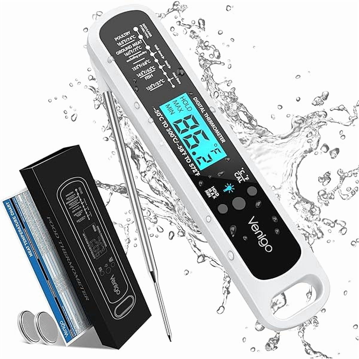 ZLC Digital Meat and Food Thermometer for Cooking and Grilling, Waterproof Instant-Read Cooking Thermometer, Kitchen Probe Thermometer for Baking, Roasting, Smoking, Deep Frying (Red)