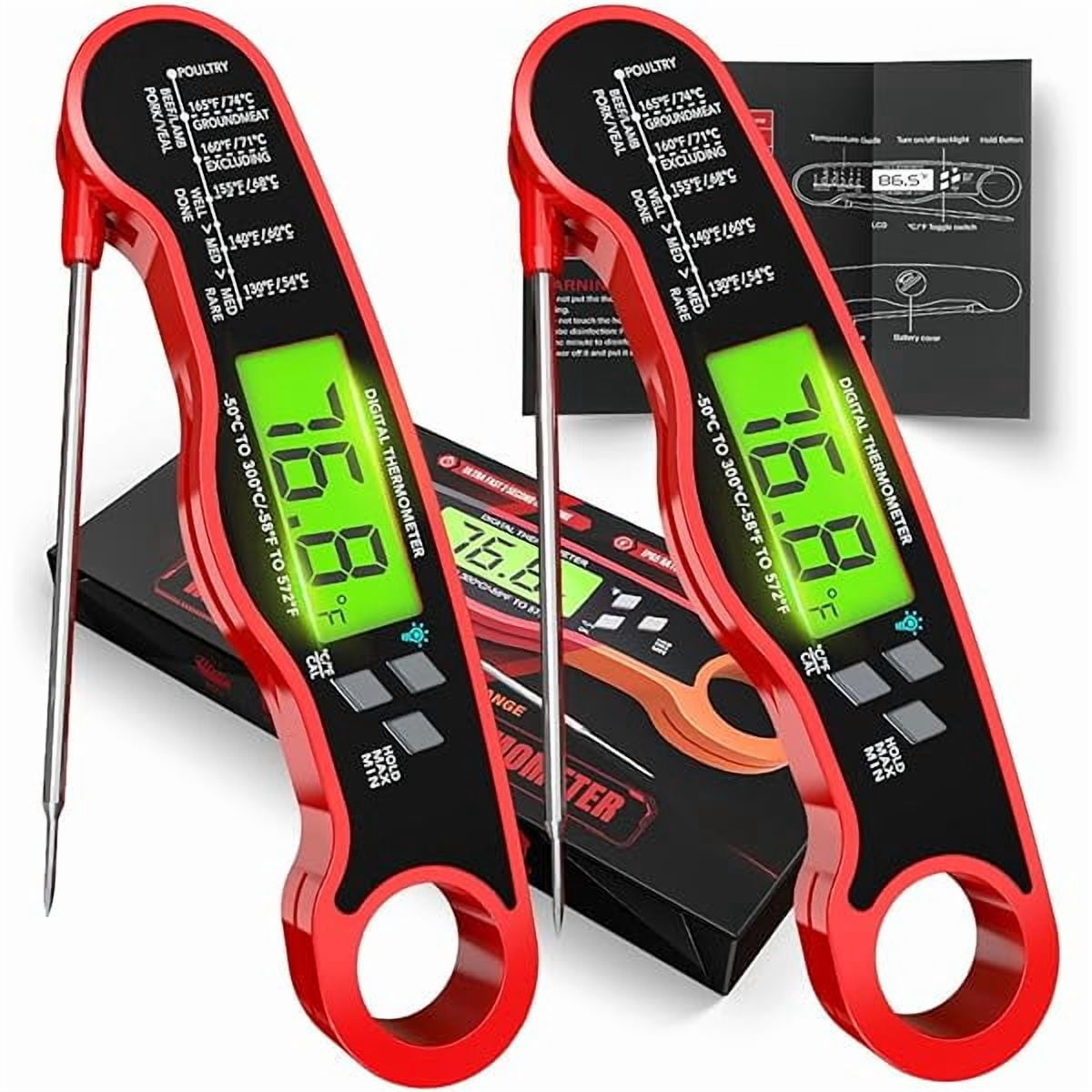 ZLC® Digital Meat Thermometer for Cooking - IP67 Waterproof Kitchen Thermometer with Backlight and Hold, Fast Instant Read Thermometer, Candy Making, Outside Grill, Stocking Stuffers for Men-2 pack