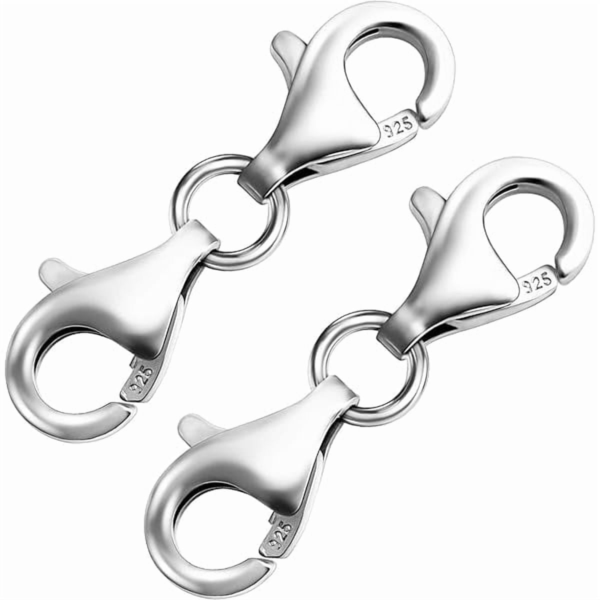 ZLC Double Lobster Claw Clasps 925 Sterling Silver Necklace Extender, Double End Design Necklace Clasps and Closures, Bracelet Connector Suitable for Jewelry Making