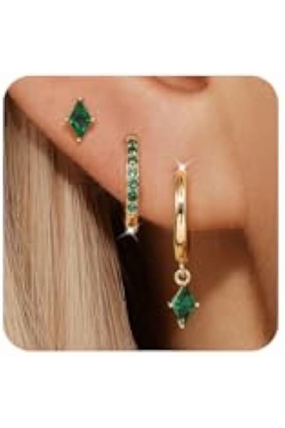 Gold Hoop Earrings Set for Women, Dainty 14K Gold Plated Huggies Earring, Sterling Silver Hypoallergenic Cartilage Earrings, Trendy Earring Stacks for Multiple Piercing Jewelry Gift(3 Pairs)