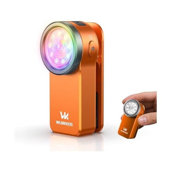 ZLC HD03 Rechargeable Flashlights EDC Clip-on Light, Bright 680 Lumens Pocket Flashlight, Combines Spotlight/Floodlight/RGB Light, Magnetic, IPX6 Waterproof for Cycling, Repairing (Orange)