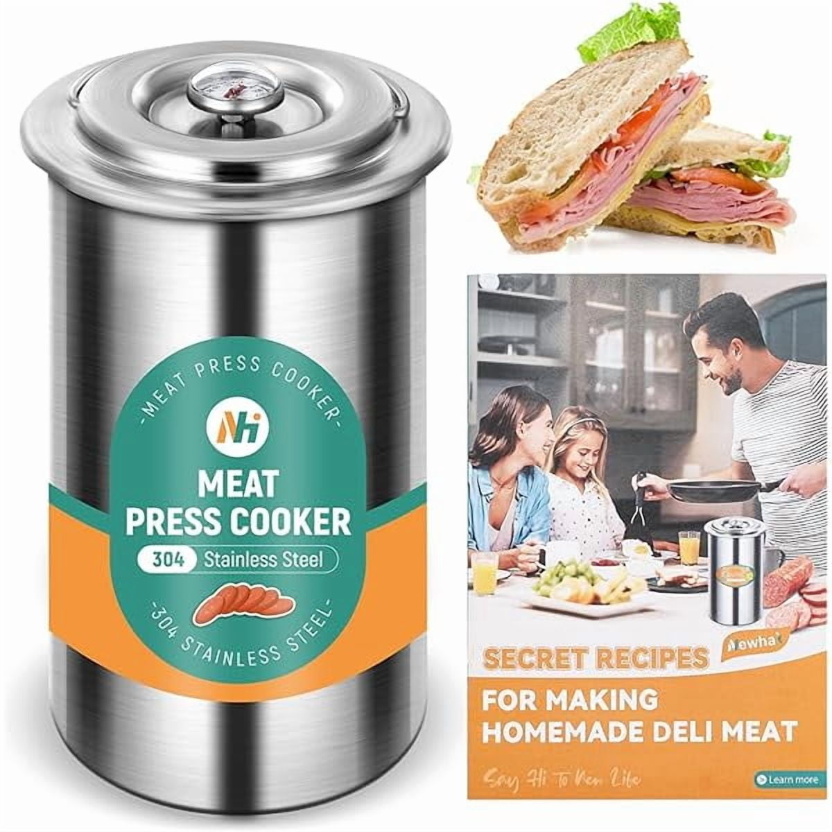 ZLC Ham Maker Meat Press Tool for Making Ham Meat Deli Lunch Maker Homemade Lunch with Thermometer Stainless Steel 5 Secret Recipes Cooking Bags