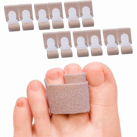 ZLC Hammer Toe Corrector Straightener for Women Buddy Toe Wraps, 12 Packs of Toe Tapes, Toe Splint for Broken Toes Corrked Toes, Toe Brace, Beige