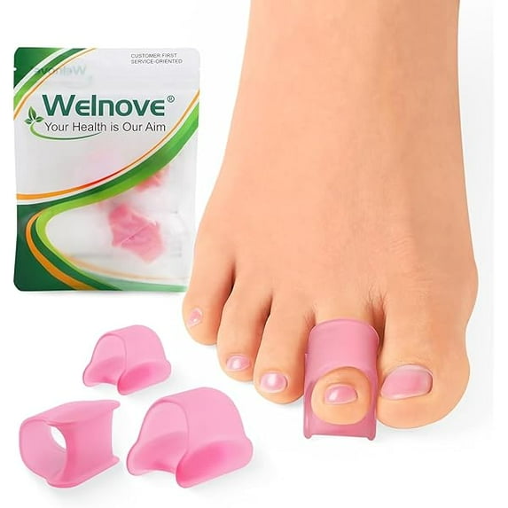 ZLC Hammertoe Corrector - 6 Pack Toe Splints - Soft Gel Toe Straighteners - Realign Bent, Curled, Crooked, Claw, Hammer Toes - Toe Corrector for Men and Women, 3 Different Sizes (Pink)